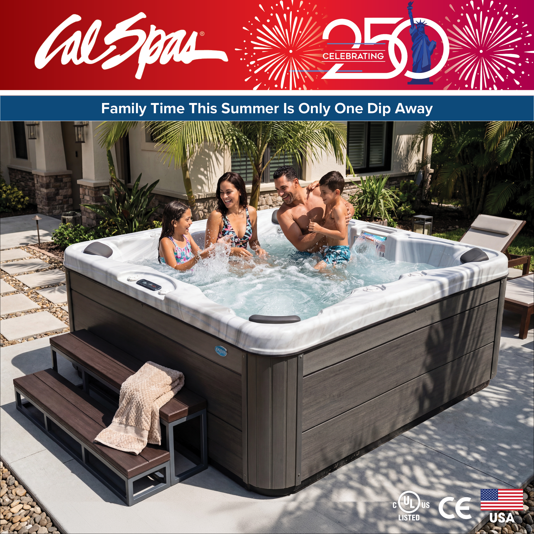 Calspas hot tub being used in a family setting - Ogden
